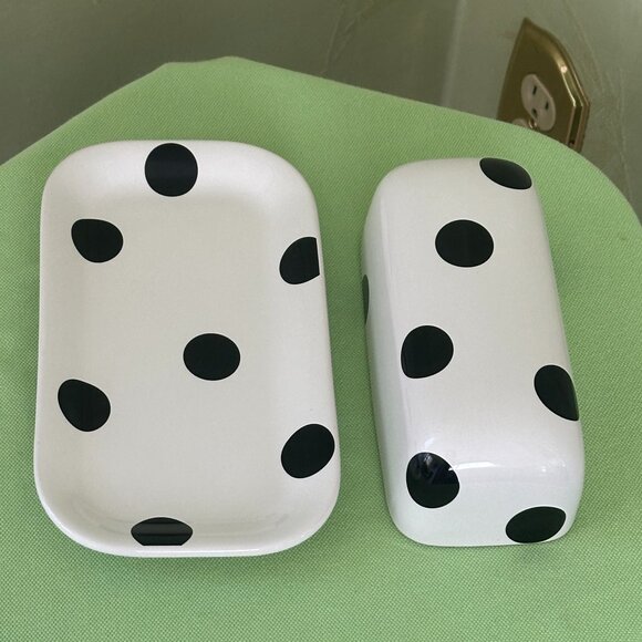 KATE SPADE DECO DOT COVERED BUTTER DISH:NWT DOTS - Picture 6 of 14
